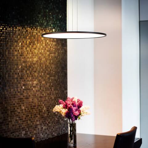 VONN Lighting Salm VMC31840BL 24" LED Disk Adjustable Chandelier Black - 24"L x 24"W x 120"H