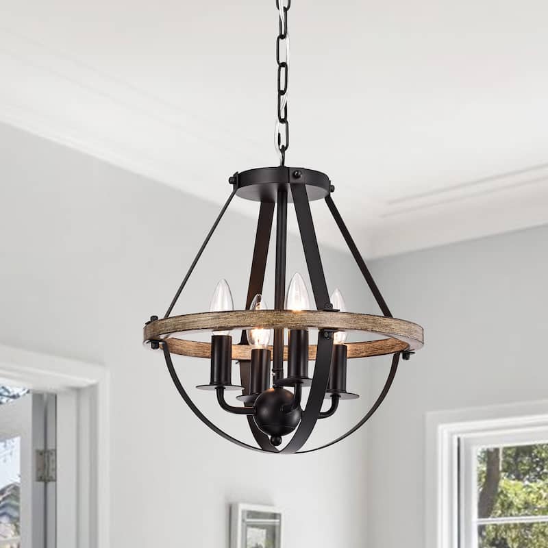 Benny Matte Black 4-Light Open Metal Cage Chandelier