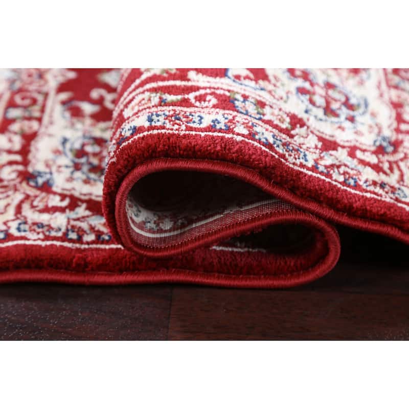 Red Floral Medallion Transitional Turkish Rug Oriental Carpet