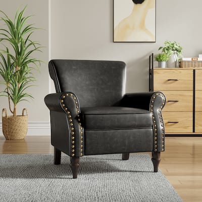 Nailheads Accent Chair Faux Leather Armchair