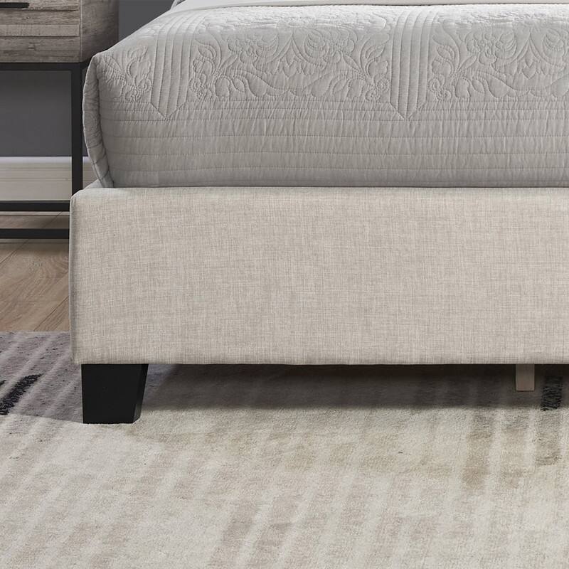 3-Piece Upholstered Bedroom Set, Tufted Wingback Bed with Two Nightstands - Gray/White