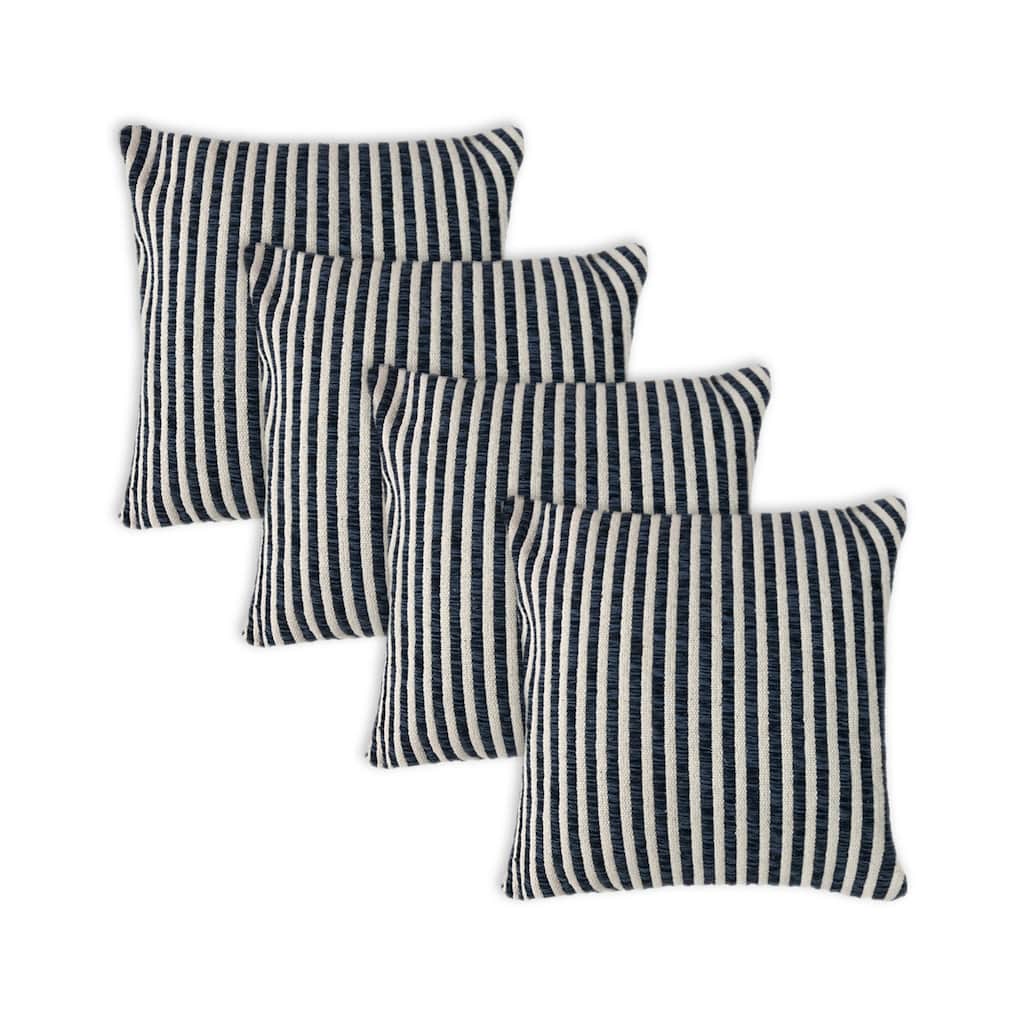 Guadalupe Set of 4 Striped Reversible Cotton Throw Pillow Covers, 22" x 22", 4 PCS (Covers Only) by Sevita