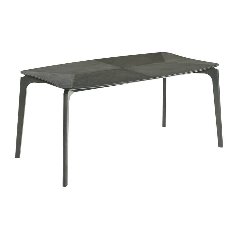 Kalie 63 Inch Dining Table, Tapered Legs, Wood Grain Finish, Charcoal Gray - Gray