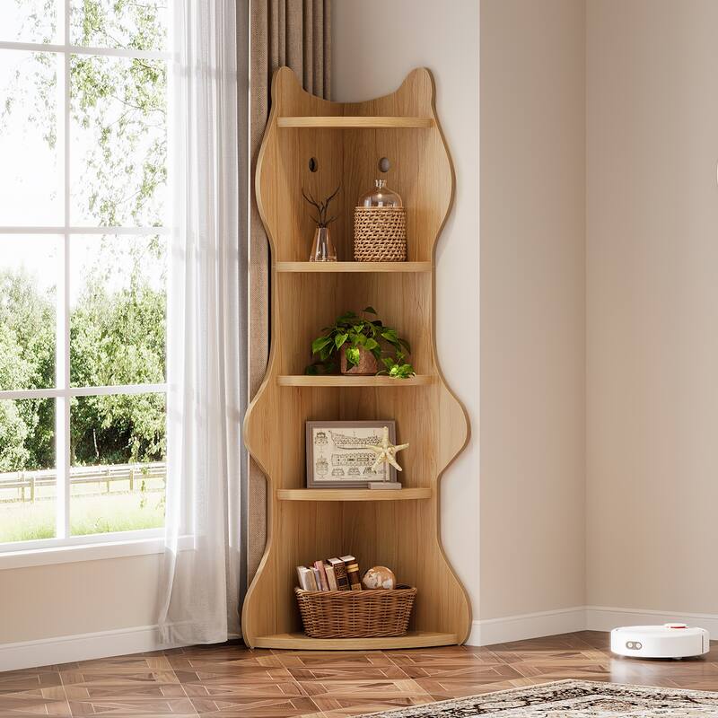 5-Tier Corner Shelf, Unique Bookcase Bookshelf for Living Room, Home Office