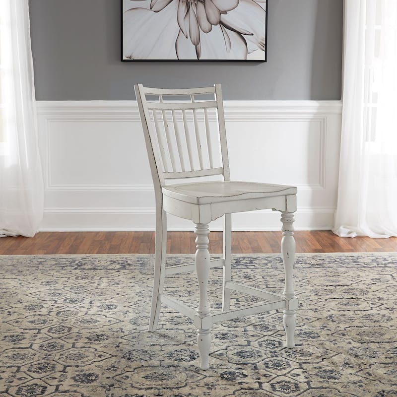 Magnolia Manor Antique White Weathered Bark Spindle Back Counter Chair (Set of 2) - Set of 2
