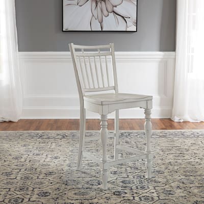 Magnolia Manor Antique White Weathered Bark Spindle Back Counter Chair (Set of 2)