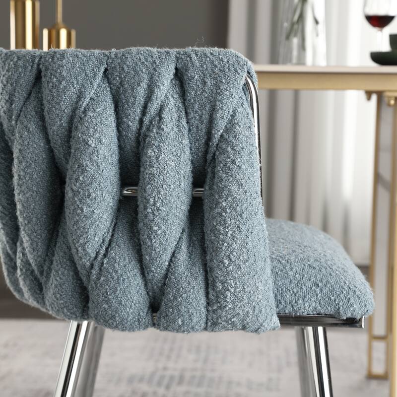 Leisure Velvet Dining Chairs With Metal Feet 2PC/SET
