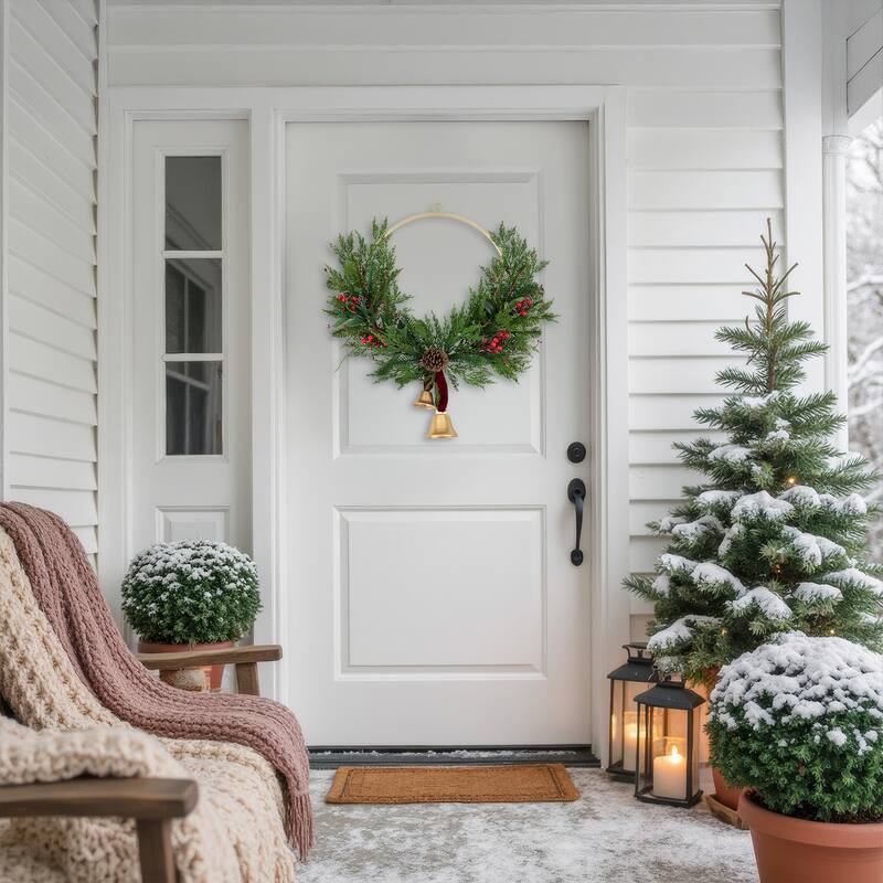 Cypress Pine Berries Artificial Christmas Wreath 28" Unlit