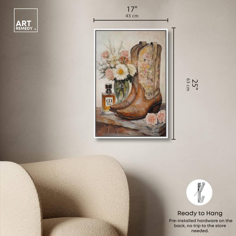 Delicate Floral Boots Canvas by Art Remedy