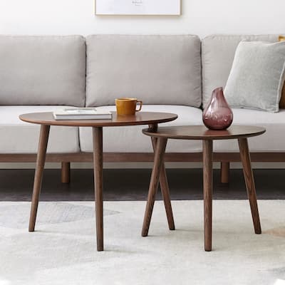 (SINGLE) Center Table Low Table 100% Solid Oak Wood Top Plate Desk Pebble Shaped Natural Wooden Coffee Table