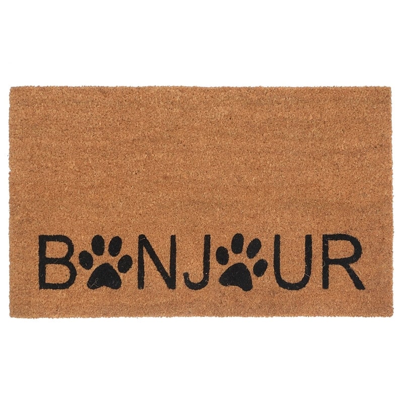 Coir Door Mat (Bonjour - Paws) - 18" X 30"