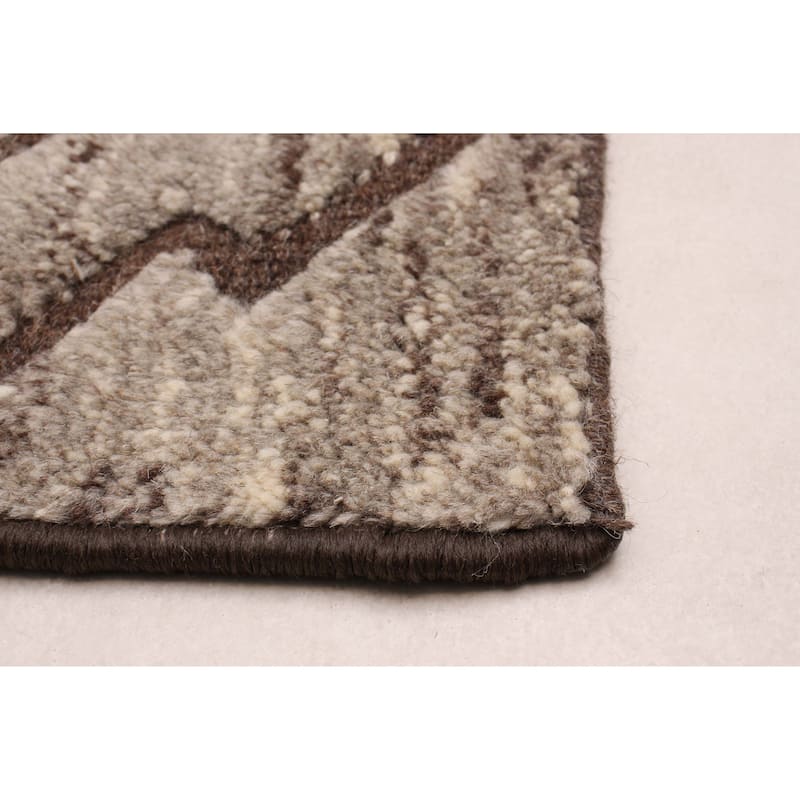 ECARPETGALLERY Hand-knotted Tangier Taupe Wool Rug - 2'5 x 7'8