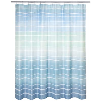 Metallic Ombre Stripe Shower Curtain Blue