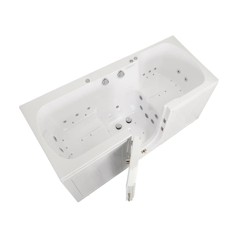 Ella Big4Two 36"x80" Hydro&Air&Foot Massage Acrylic Two Seat Walk-In-Bathtub, Outward swing Door, No Faucet, 2" Dual Drain