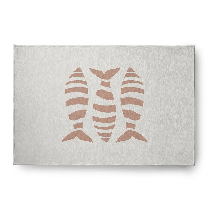 Puzzle Fish Nautical Chenille Rug - Mauve - 4' x 6'