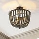 preview thumbnail 3 of 10, Dune Wood Bead 16" 3-Light Bohemian Farmhouse Iron LED Semi Flush Mount, Oil Rubbed Bronze/Grey by JONATHAN Y