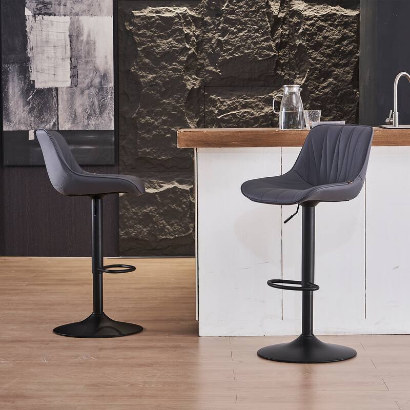 Adjustable Swivel Bar Stools Set of 2 Modern Upholstered Counter Stools