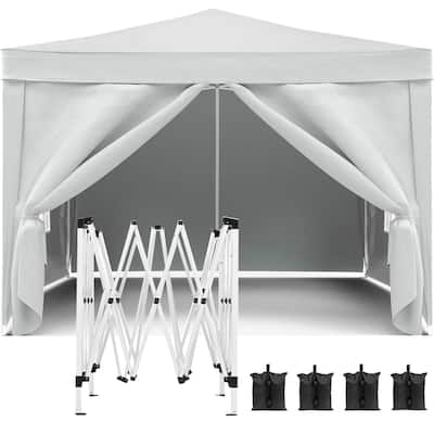 10'x10'Folding Canopy,4 Removable Sidewalls Shelter UPF 50,Gazebo Portable Tents,EZ Pop Up Canopy 4pcs Weight Bag,Carry Bag