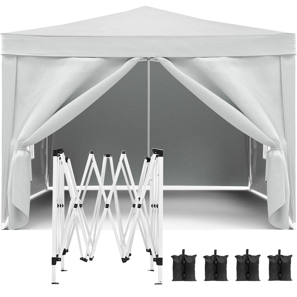 Anmytek Pop Up Canopy Tent with Sidewalls 10x10 Outdoor Gazebo Waterproof UV Protection Portable Shelter White