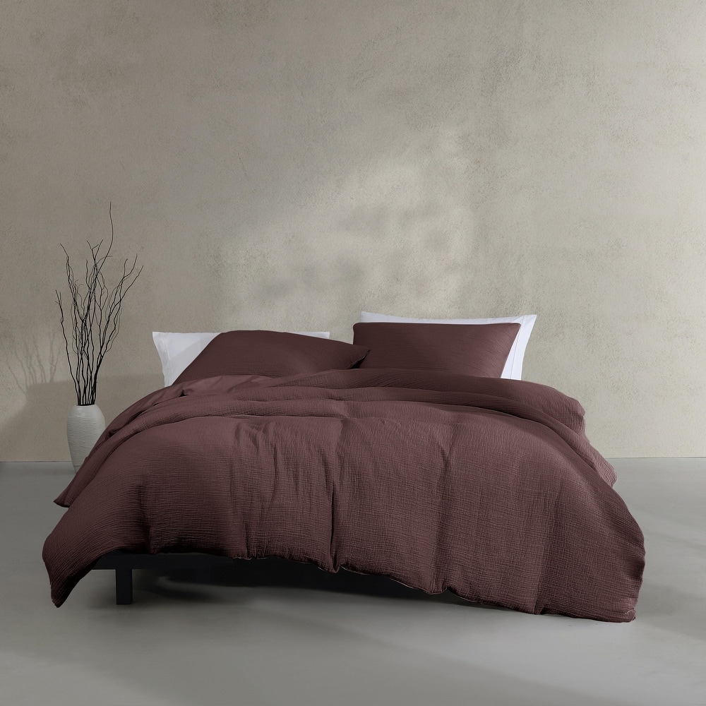 Calvin Klein Washed Texture Solid Cotton Duvet Cover Set