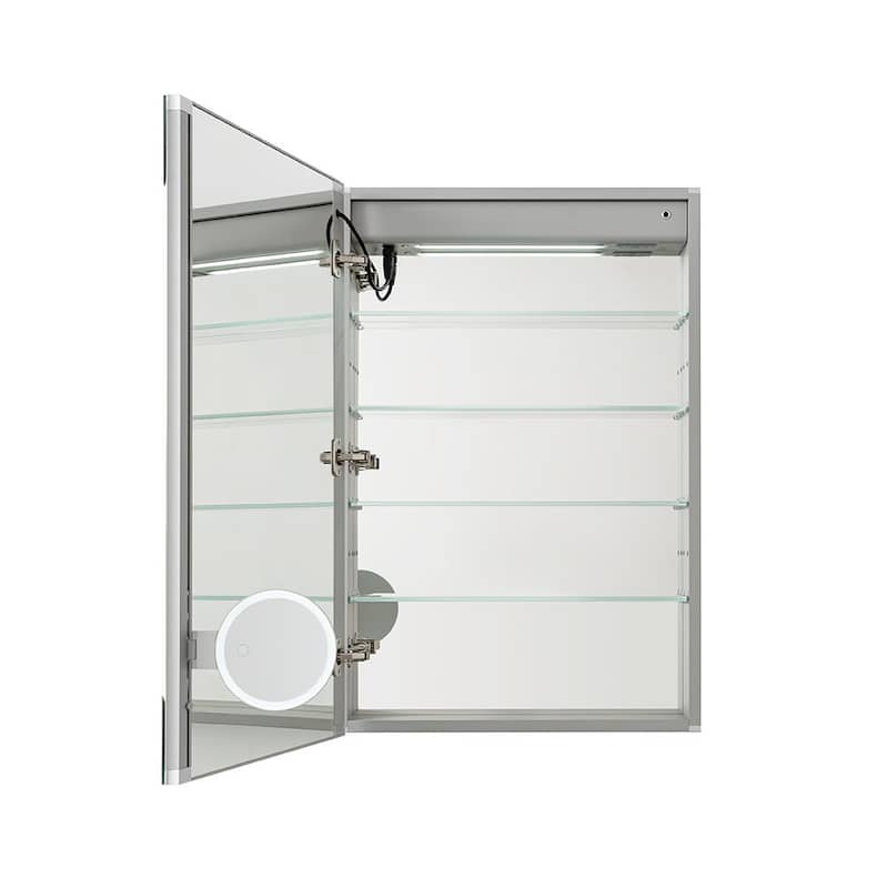 AQUADOM Edge Royale Bathroom Led Lighted Medicine Cabinet Defogger, 3X LED Adjustable Magnifying Mirror, Electrical Outlets.