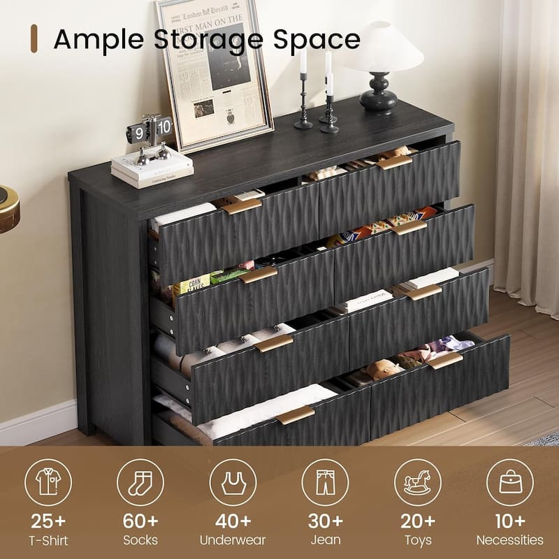 Fluted Bedroom Dresser Drawers TV Stand Drawer Organizer