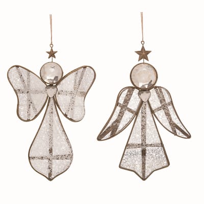 Transpac Plastic Elegant Angel Ornament Set of 2 Christmas Home Decorations - Multicolor