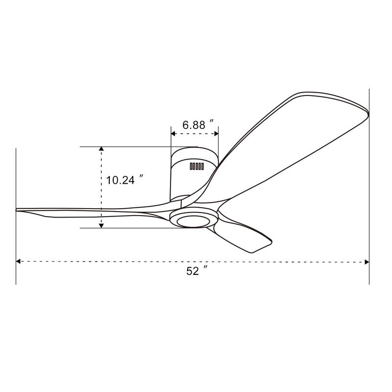Sofucor 52 Inch Solid Wood Flush Mount Indoor Ceiling Fan without Light,Remote Control,Smart Optional
