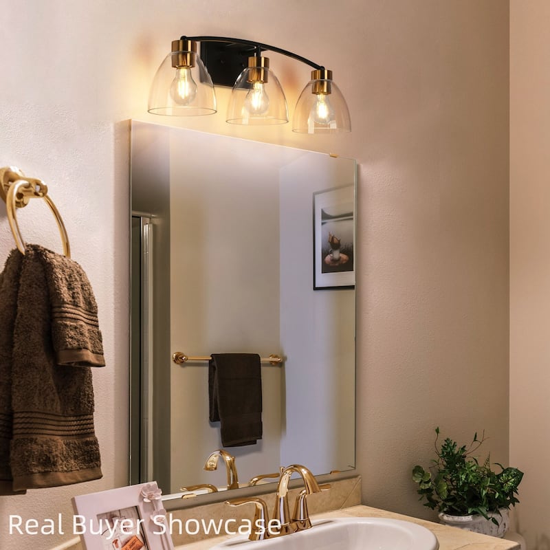 3 Light Modern Bathroom Vanity Light Fixtures With Clear Glass Shade Brushed Nickel Wall Sconce For Bathroom Mirror Living Room Hallway