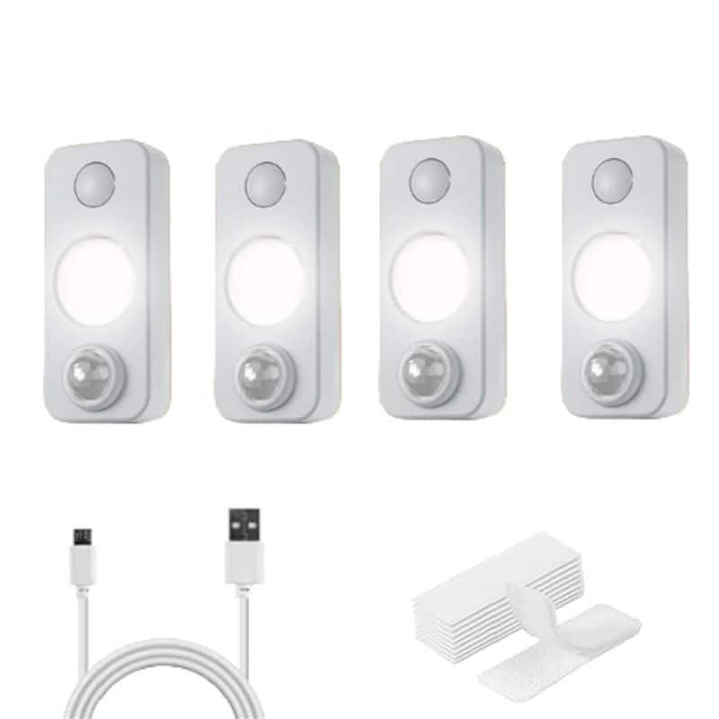 4-Pack Rechargeable Motion Sensor LED Lights,White Colors - white