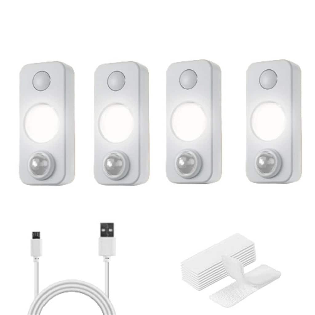 4-Pack Rechargeable Motion Sensor LED Lights,White Colors