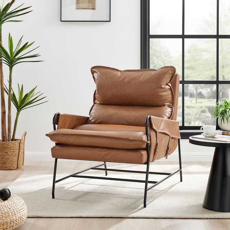 NPD Furniture Thierry Faux Leather Accent Arm Chair