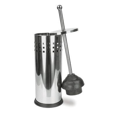 Home Basics Black and Silver Stainless Steel Toilet Plunger