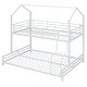 preview thumbnail 11 of 10, Metal House Bunk Bed with Roof, Twin over Full, White