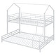 preview thumbnail 10 of 11, Twin over Full Metal Bunk Bed with House Roof Frame and Curve Ladder & Guardrail, Can Be Divided into 2 Separate Beds, White