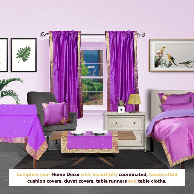 Lavender Rod Pocket Sheer Sari Curtain / Drape / Panel - Pair
