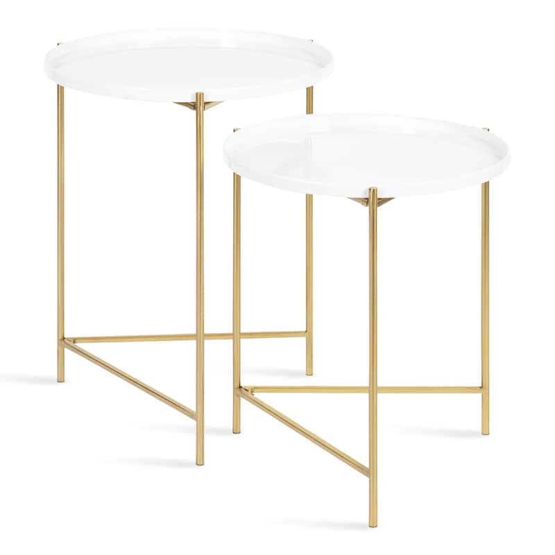 Kate and Laurel Ulani Nesting Tables (Set of 2) - 2 Piece - White/Gold