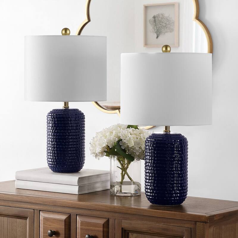 SAFAVIEH Lighting 22-inch Jace Ceramic Table Lamp (Set of 2) - 13" x 13" x 22"
