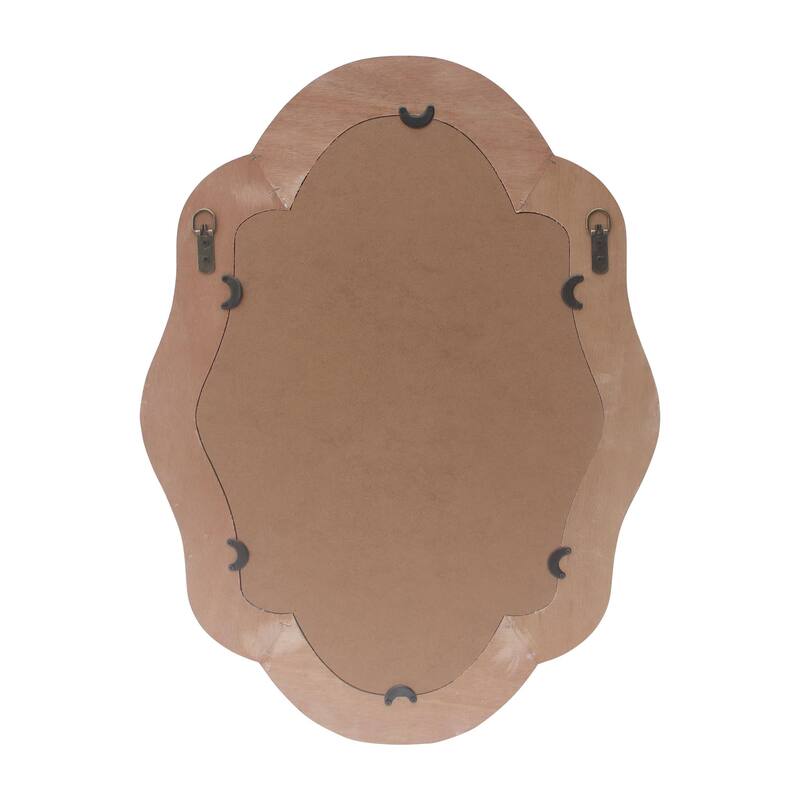 27" Tall Whitewash Wall Mirror with Beaded and Scalloped Edges