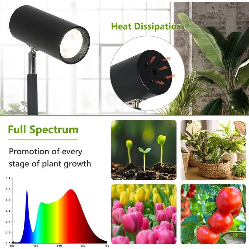 Grow Lights Stand for Indoor Plants Full Spectrum Tall Plant Light Growing with 20W COB Plant Light Bulb,4/8/12H Timer