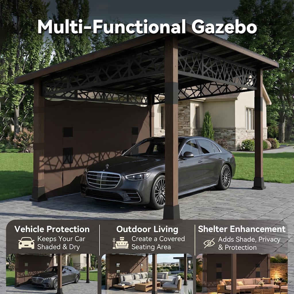 COZYWOR 12 FT X 14 FT Hardtop Patio Gazebo With Slope Roof