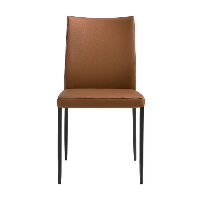 Black/Brown Faux Leather Upholstered Metal Frame Dining Chair, Set of 2, Sturdy Dining Chair for Dining Rooms - 20.5