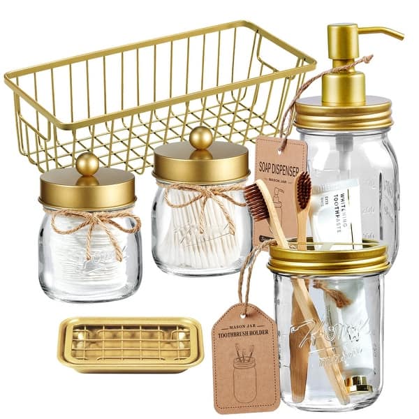 Bathroom Accessories Set (6PCS) - Gold