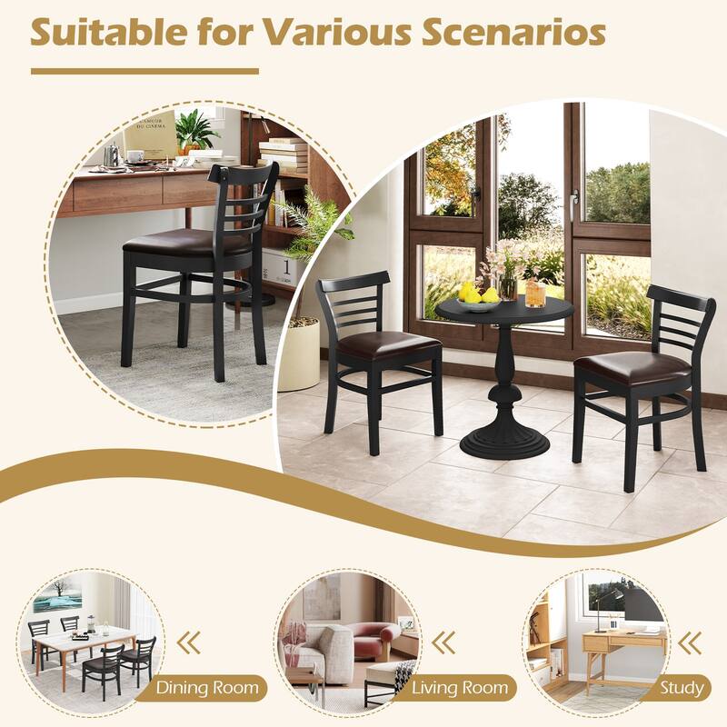 Gymax Modern Dining Chair Set of 2 Upholstered Kitchen Chair w/Rubber