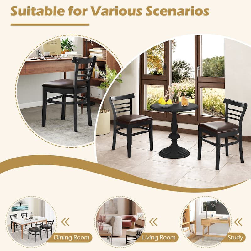 Gymax Modern Dining Chair Set of 4 Upholstered Kitchen Chair w/Rubber