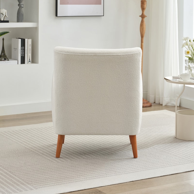 Soft fabric lounge chair with solid wood legs