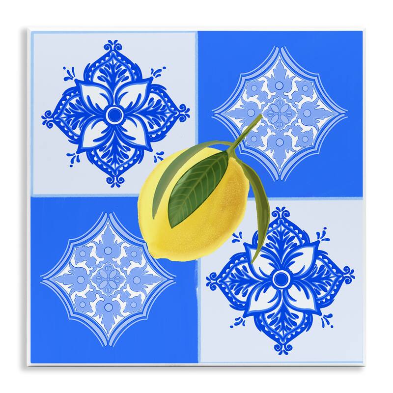 Stupell Lemon over Geometric Tiles Wall Plaque Art Design By Ashley Singleton - 12 x 12