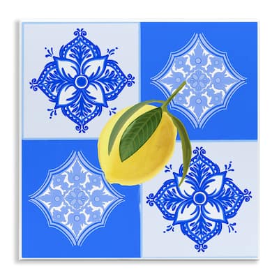 Stupell Lemon over Geometric Tiles Wall Plaque Art Design By Ashley Singleton