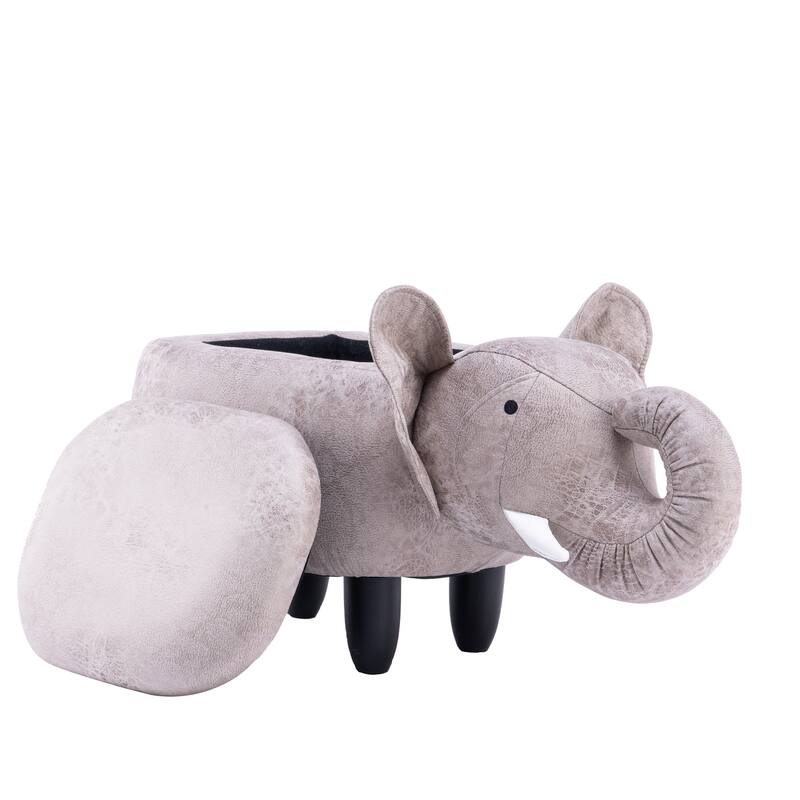 Animal Elephant Storage Upholstered Kids Ottoman