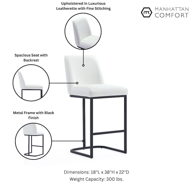 Manhattan Comfort Serena Modern Faux Leather Upholstered Counter Barstool